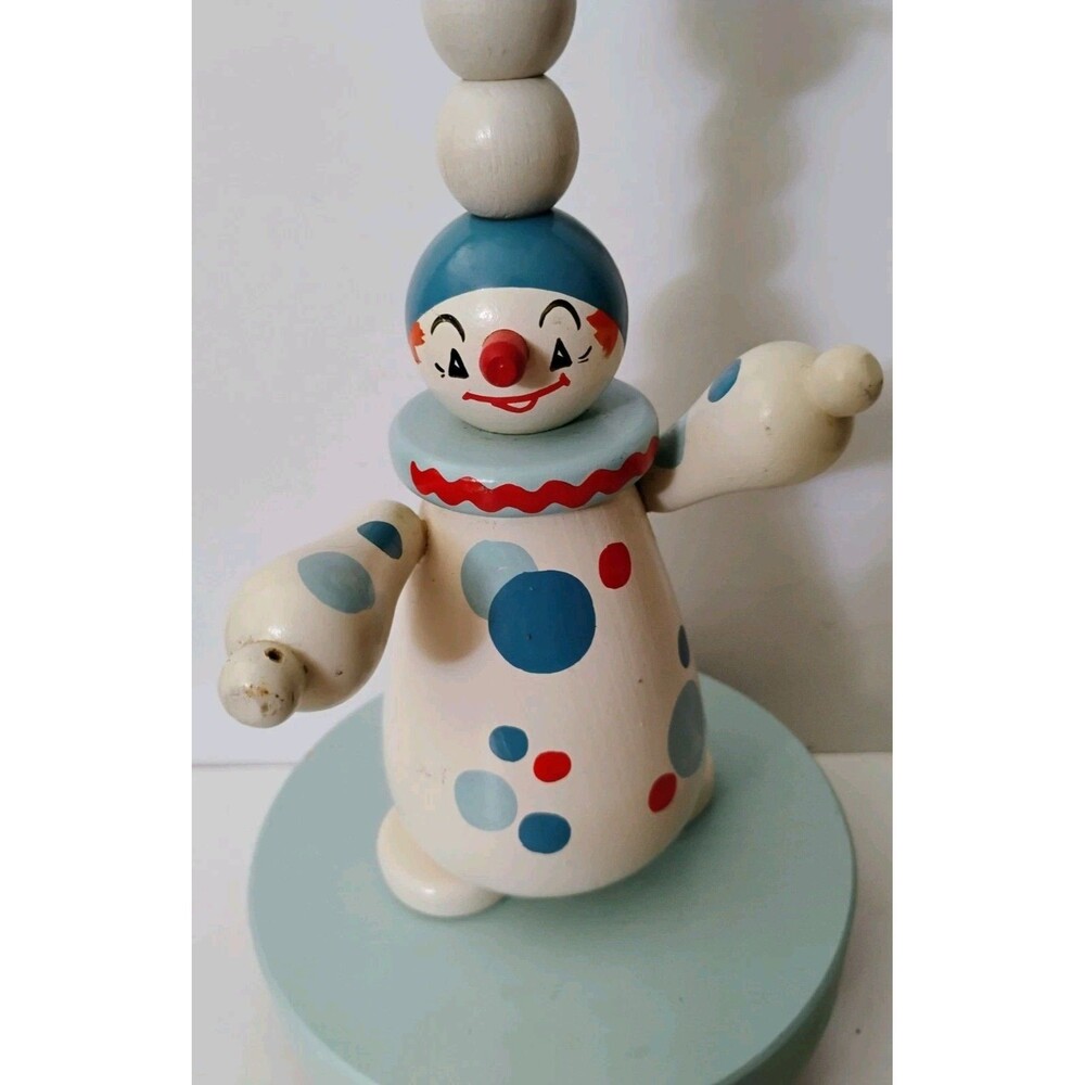 Vintage 1960s Nursery Plastics Wooden Clown Table Lamp Mid Century Retro Working